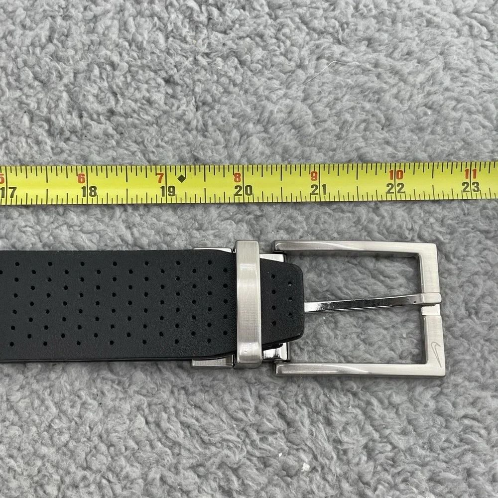 Nike Golf‎ Leather Belt Mens Brown Black 36 Silver Buckle Reversible Sportwear